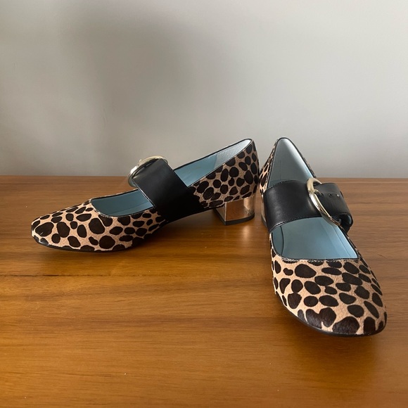 NIB Frances Valentine Katy Haircalf Cheetah Maryjanes Size 8.5 - Picture 4 of 15